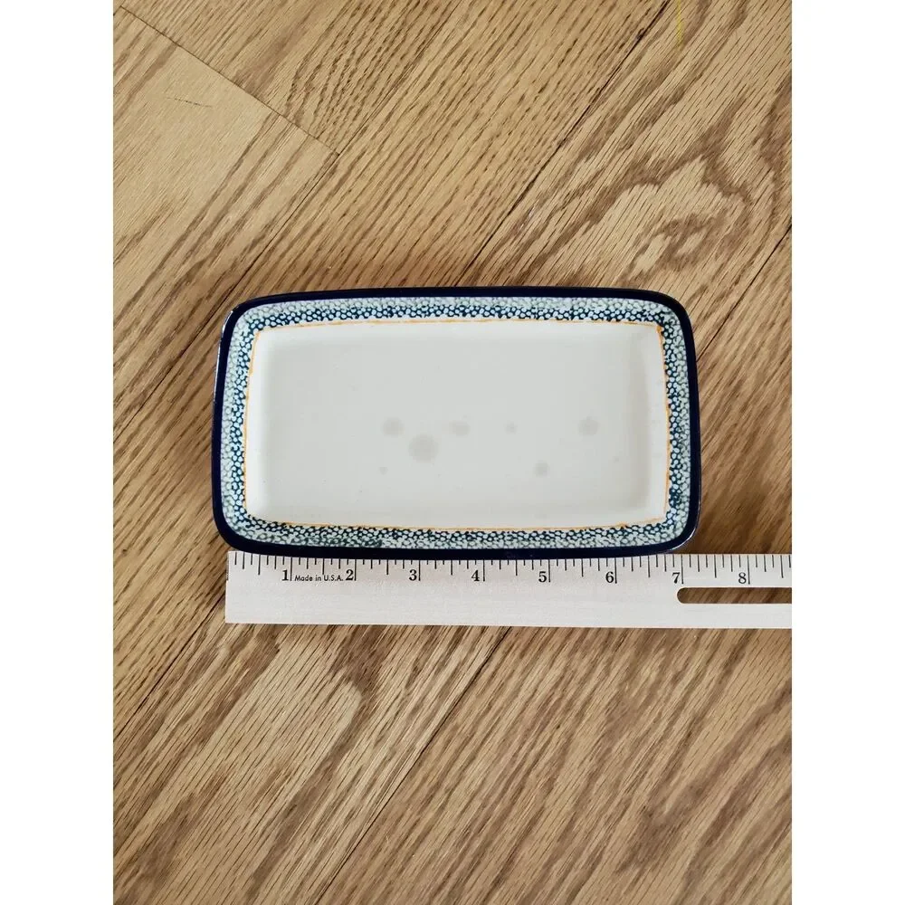 Blue Rose Polish Pottery Ballina Butter Dish Cottagecore EUC